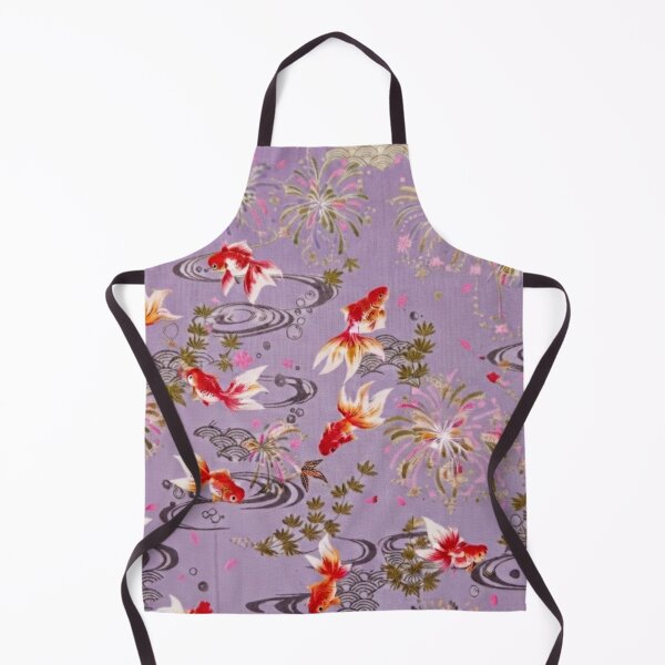 Item preview, Lavender Purple Japanese Goldfish, Fireworks and Ripples - Traditional Yukata Pattern designed and sold by Kokeshidreams.