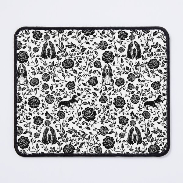 Item preview, Basset Hound Floral Pattern | Elegant Botanical Dog Design Black designed and sold by WildLakePatterns.