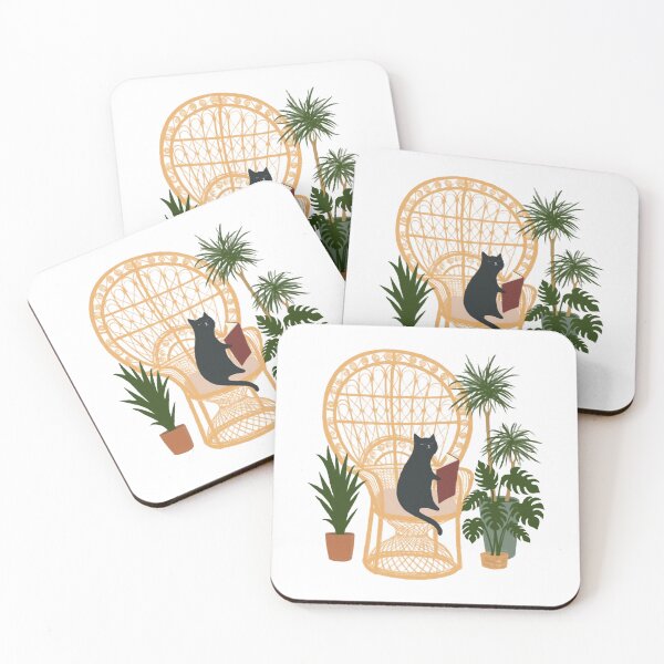 Item preview, Boho Cat Reading Book Indoor Plant Lifestyle Design designed and sold by MaremmaStudio.