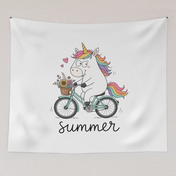 Item preview, Unicorn on a bicycle with flowers designed and sold by Radixbarny.