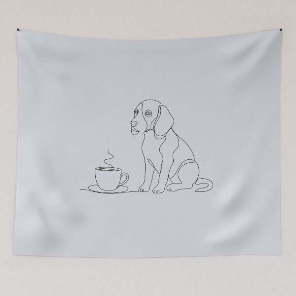 Item preview, Coffee & a Beagle – Minimal Line Art Cozy Design designed and sold by ManggaeJM.
