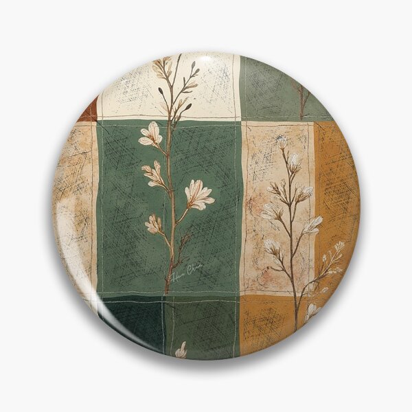 Item preview, Vintage Botanical Patchwork Wildflower Grid Pattern designed and sold by Hen-C-Art.