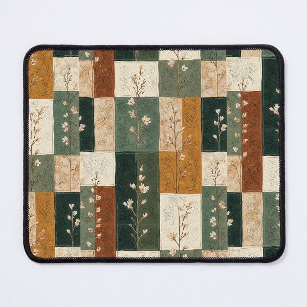 Item preview, Vintage Botanical Patchwork Wildflower Grid Pattern designed and sold by Hen-C-Art.