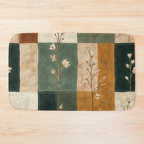 Item preview, Vintage Botanical Patchwork Wildflower Grid Pattern designed and sold by Hen-C-Art.