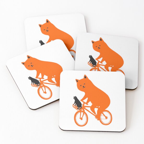 Item preview, Happy Go Lucky Cat 3R Ride To The Moon Orange Bicycle Graphic designed and sold by MaremmaStudio.