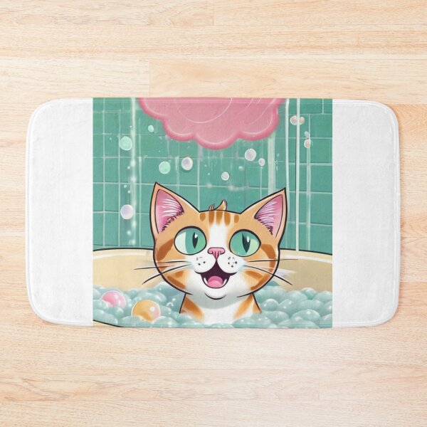Item preview, Illustration - Playful Feline, Colorful and Mischievous Bath Scene designed and sold by World-Pets.