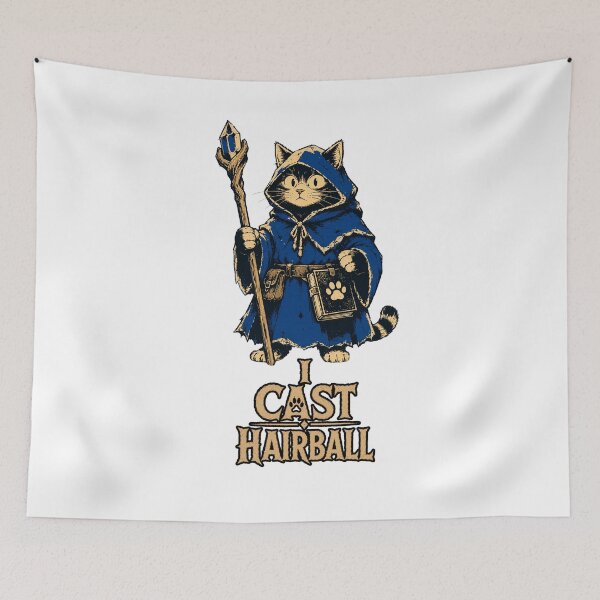 Item preview, I Cast Hairball | Funny Wizard Cat Fantasy designed and sold by Bisonia.