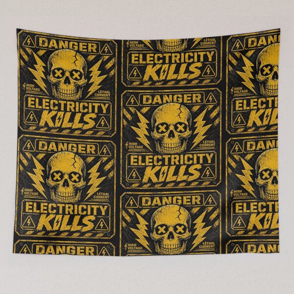 Item preview, Electricity Kills High Voltage Skull Vintage Industrial Warning Sign designed and sold by Abidel.