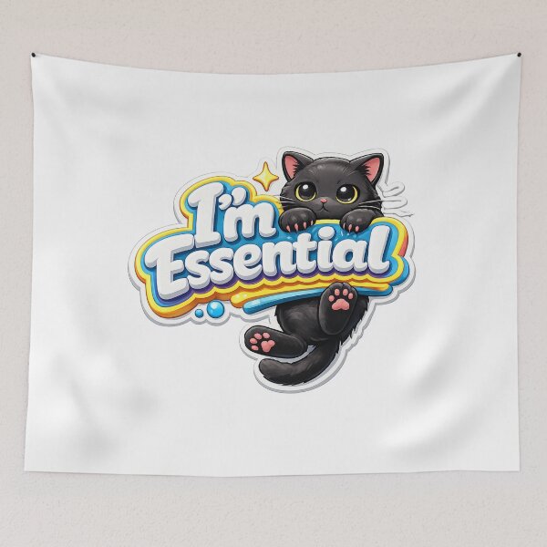 Item preview, Black Cat Holding On I'm Essential 3D designed and sold by MR4me.