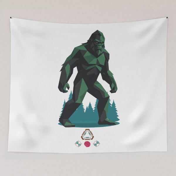 Item preview, Green Geometric Polygon Bigfoot Stance Graphic Cryptid designed and sold by Whimsy Trail Co.