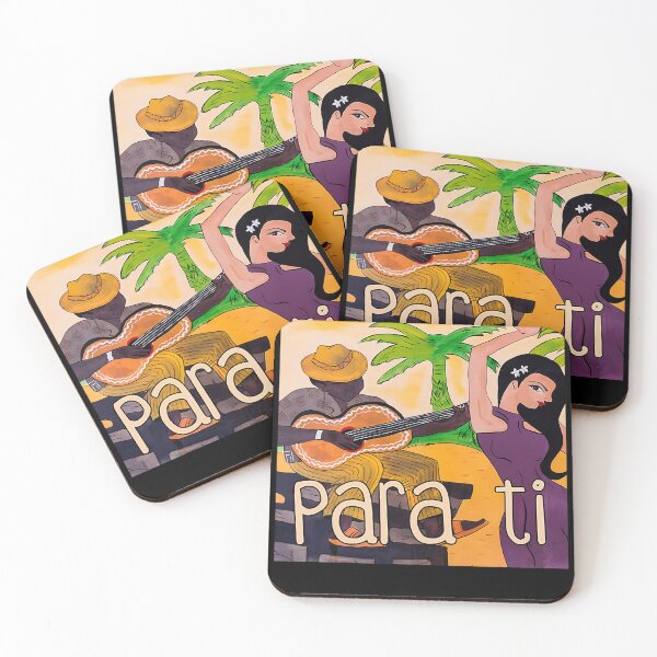 Item preview, Tropical Palm Tree Guitar Player and Dancing Woman designed and sold by MellowPompeius.
