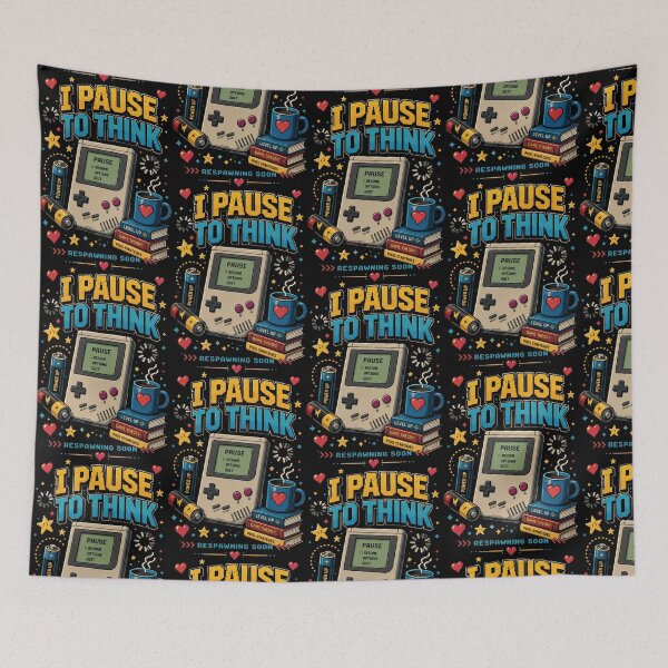 Item preview, I Pause to Think – Retro Handheld Gamer Graphic T-Shirt designed and sold by JIMBOEE.
