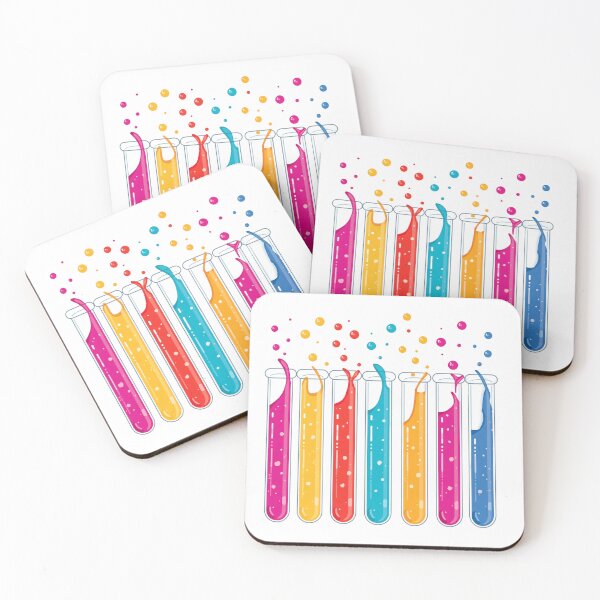 Item preview, Colorful Rainbow Science Test Tubes Splashing Vector Art designed and sold by GrinGalore.