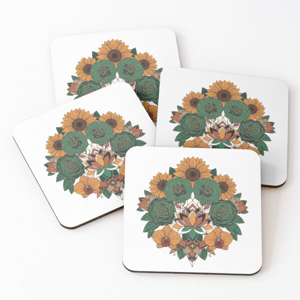 Item preview, Sunflower Rose Lotus Mandala – Boho Floral Bouquet Design designed and sold by Dzblack.