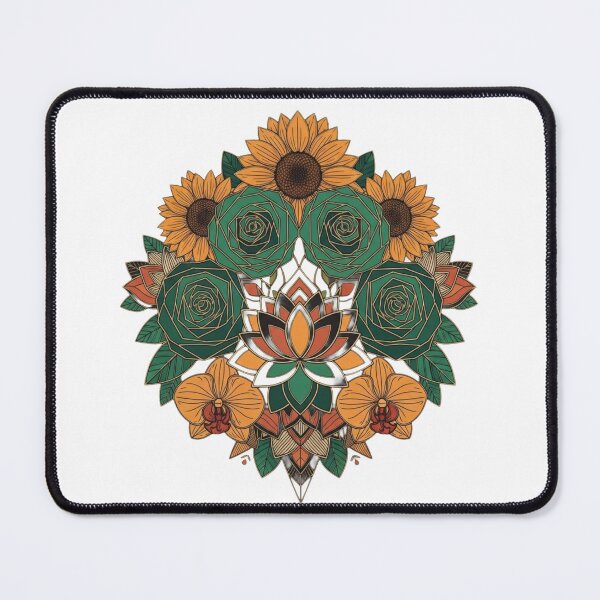 Item preview, Sunflower Rose Lotus Mandala – Boho Floral Bouquet Design designed and sold by Dzblack.