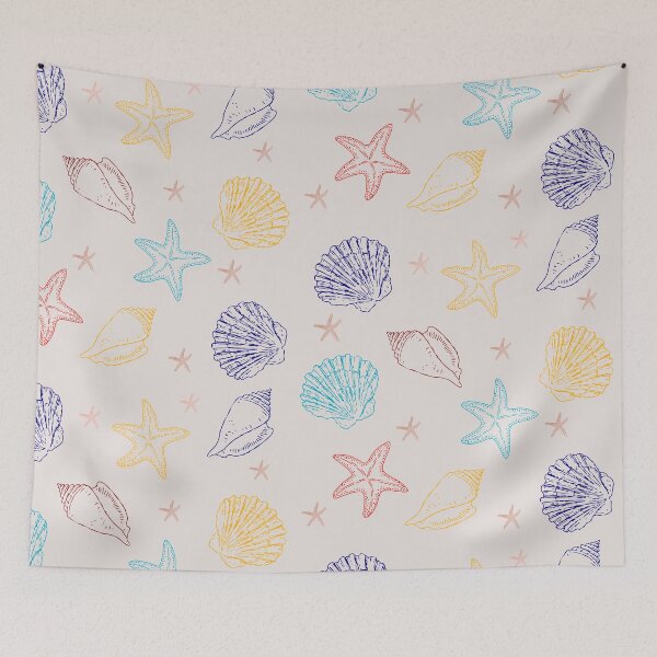Item preview, Summer Bliss Hand Drawn Starfish  Conch Shell Scallop Shell Doodle designed and sold by LibertyHub.