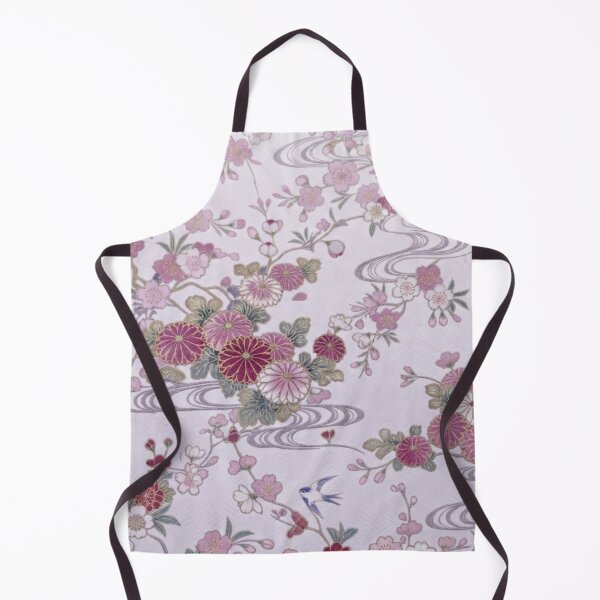 Item preview, Traditional Japanese Kimono Pattern with Purple Cherry Blossoms and Swallows designed and sold by Kokeshidreams.