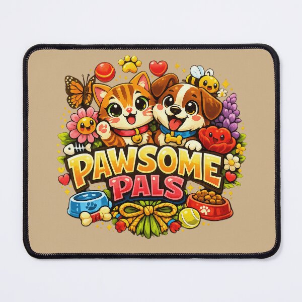 Item preview, Pawsome Pals Cute Cat Dog Shirt designed and sold by WearTheVibe Store.
