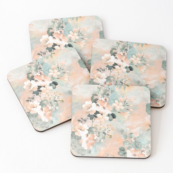 Item preview, flower peach floral with green aesthetic designed and sold by patterngang60s.