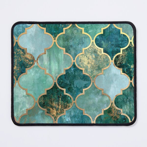 Item preview, Gold Emerald Moroccan Arabesque Turquoise Tile Pattern designed and sold by GrinGalore.