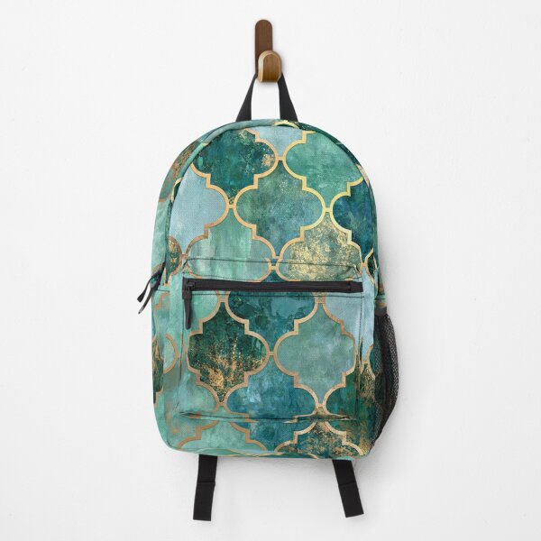 Item preview, Gold Emerald Moroccan Arabesque Turquoise Tile Pattern designed and sold by GrinGalore.