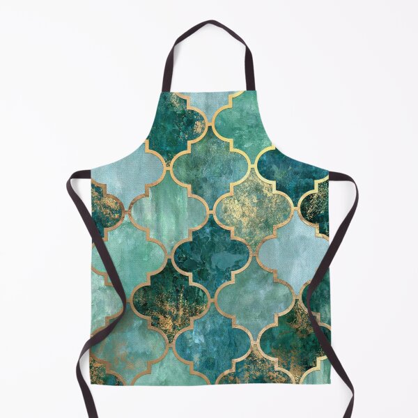 Item preview, Gold Emerald Moroccan Arabesque Turquoise Tile Pattern designed and sold by GrinGalore.