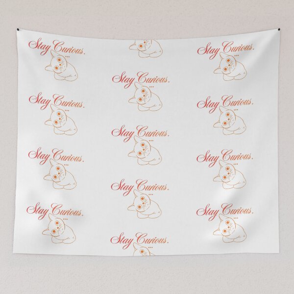 Item preview, Stay Curious Cute Cat Outline Minimal Aesthetic Design designed and sold by EdgeSphere.