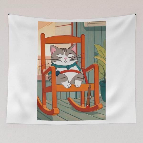 Item preview, Illustration - Relaxed Domestic Cat, Warm and Nostalgic Ambiance designed and sold by World-Pets.