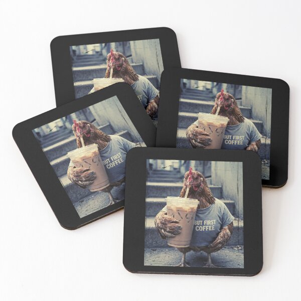 Item preview, Funny hen drinking iced latte  designed and sold by Neurospicy Trolls.