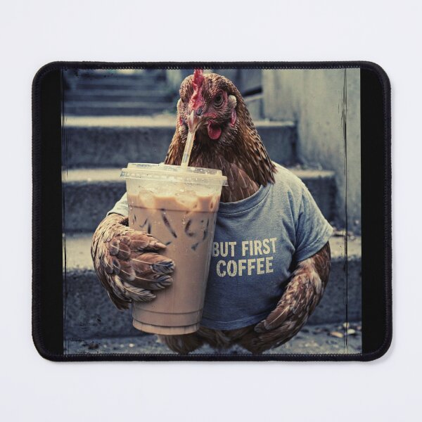 Item preview, Funny hen drinking iced latte  designed and sold by Neurospicy Trolls.