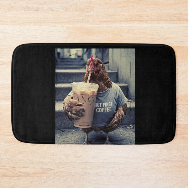 Item preview, Funny hen drinking iced latte  designed and sold by Neurospicy Trolls.