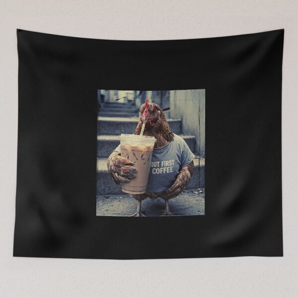 Item preview, Funny hen drinking iced latte  designed and sold by Neurospicy Trolls.
