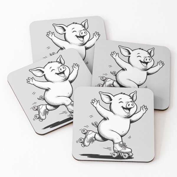 Item preview, Roller Skating Pig Cute Animal designed and sold by capricedefille.