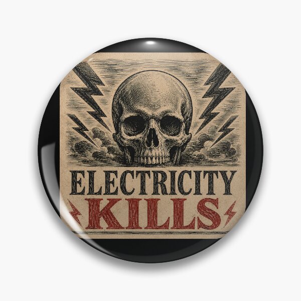 Item preview, Electricity Kills Vintage Skull Woodcut High Voltage Graphic Tee designed and sold by Abidel.