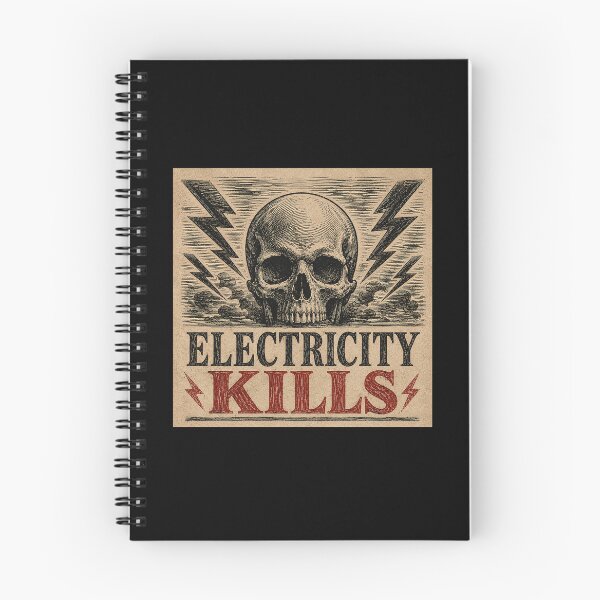 Item preview, Electricity Kills Vintage Skull Woodcut High Voltage Graphic Tee designed and sold by Abidel.