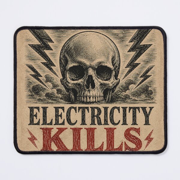 Item preview, Electricity Kills Vintage Skull Woodcut High Voltage Graphic Tee designed and sold by Abidel.