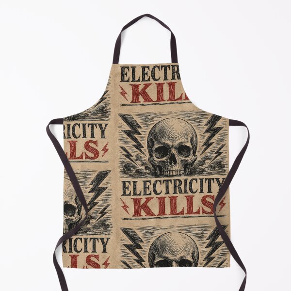 Item preview, Electricity Kills Vintage Skull Woodcut High Voltage Graphic Tee designed and sold by Abidel.