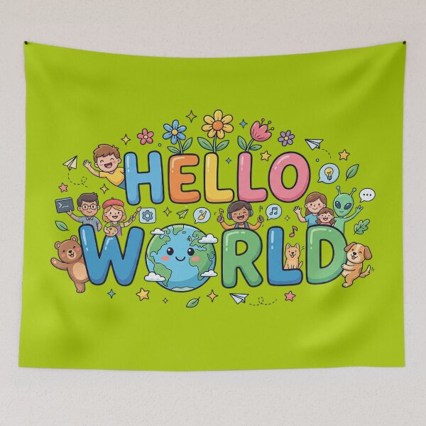 Item preview, Cute Hello World Earth Kids Illustration designed and sold by ellieknight911.