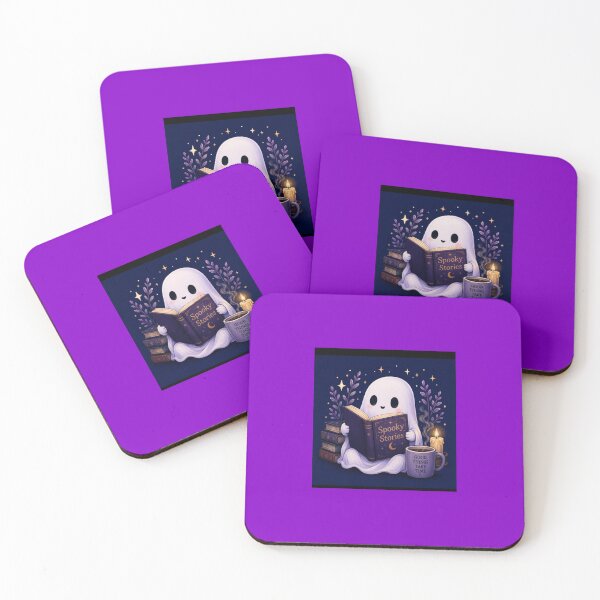 Item preview, Cute Ghost Reading Spooky Books and Coffee designed and sold by Cristinafabian.