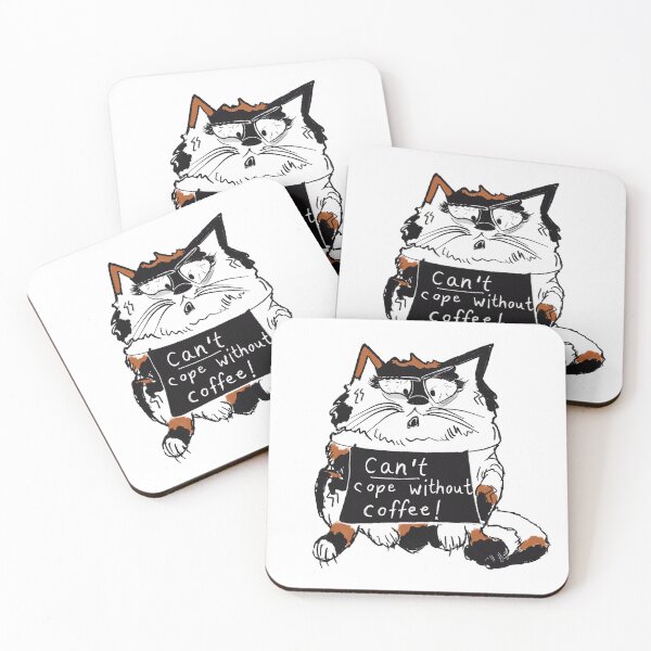 Item preview, Angry calco cat says "Can't cope without coffee" comic designed and sold by KPlayerAdhder.