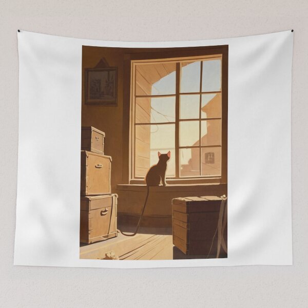 Item preview, Illustration - Solitary Feline, Pictorial Interior Scene designed and sold by World-Pets.