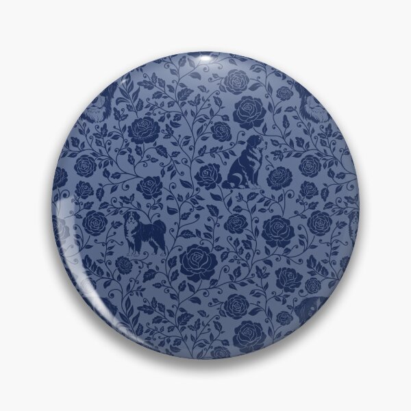 Item preview, Bernese Mountain Dog Floral Pattern | Elegant Botanical Dog Design Blue designed and sold by WildLakePatterns.