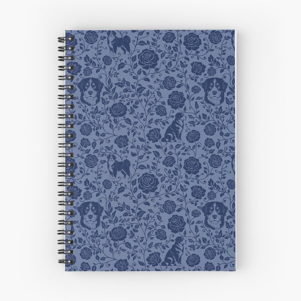 Item preview, Bernese Mountain Dog Floral Pattern | Elegant Botanical Dog Design Blue designed and sold by WildLakePatterns.