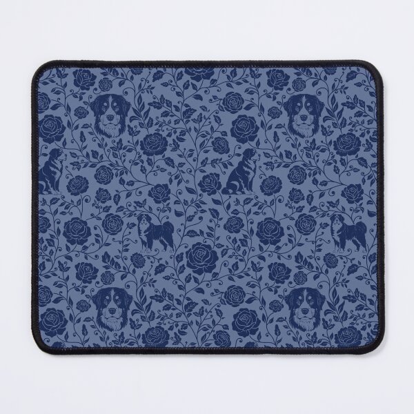 Item preview, Bernese Mountain Dog Floral Pattern | Elegant Botanical Dog Design Blue designed and sold by WildLakePatterns.