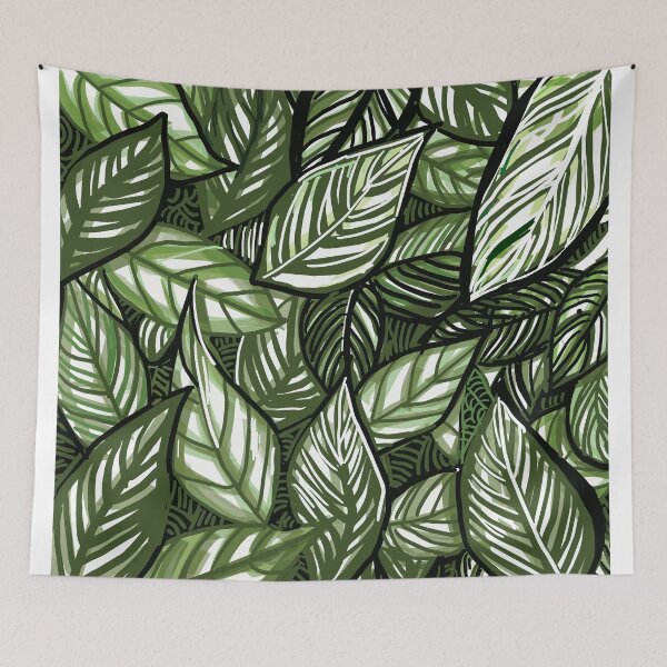 Item preview, Lush Botanical Leaf Pattern Hand Drawn Jungle Art designed and sold by Cloud-Siren.