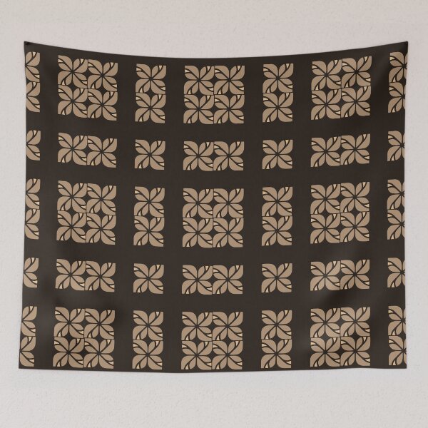 Item preview, Minimalist Leaf Grid Pattern in Warm Beige designed and sold by ​Jyoti Digital Artist.
