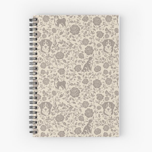 Item preview, Bernese Mountain Dog Floral Pattern | Elegant Botanical Dog Design Sepia designed and sold by WildLakePatterns.