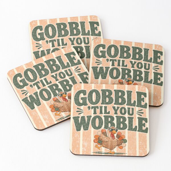 Item preview, Gobble Til You Wobble Funny Thanksgiving Turkey Retro Vintage designed and sold by Yellowriversss.