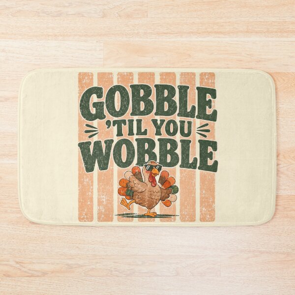 Item preview, Gobble Til You Wobble Funny Thanksgiving Turkey Retro Vintage designed and sold by Yellowriversss.