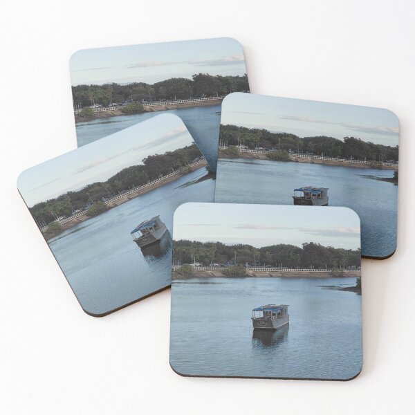 Item preview, A boat at South Townsville River during sunset designed and sold by pbchan.